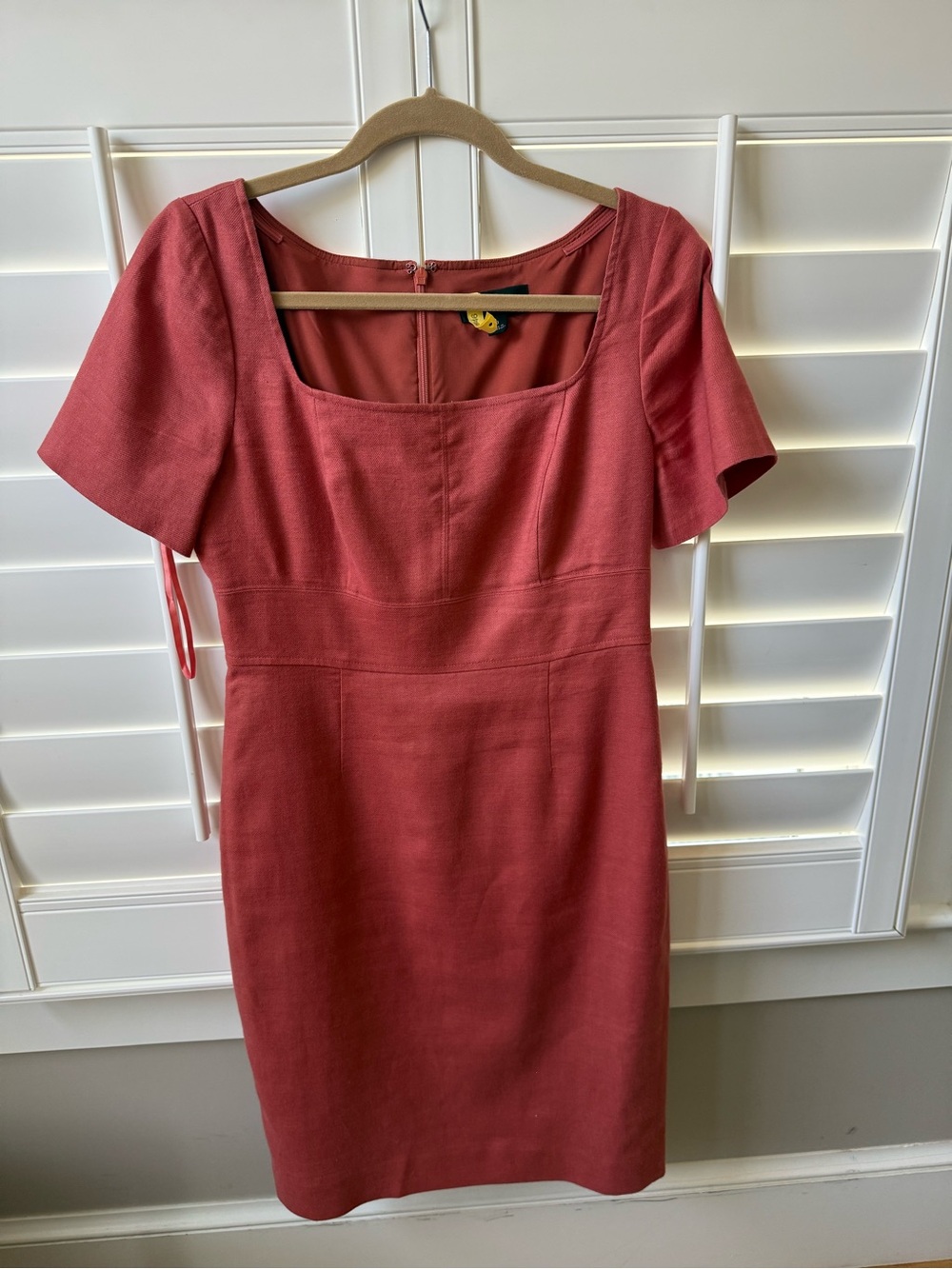 J. Crew Women’s Dark Coral Square-Neck Linen Sheath Dress (size 8)